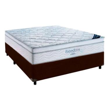 Imagem de Cama Box Marrom + Colchão Casal Freedom Ortobom