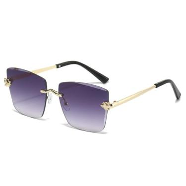 Imagem de Óculos de Sol UV400 - Tamanho Grande Sem Armação com Lentes Degradê para Homens e Mulheres, Ideais para Esportes ao Ar Livre, Corrida e Ciclismo, Cinza Dourado