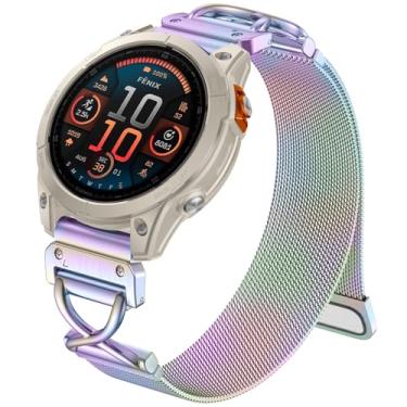 Imagem de Ouwegaga Pulseira de relógio Garmin Fenix 8 de 47 mm, 7 6 5, pulseira magnética de aço inoxidável de ajuste rápido de malha milanesa de 22 mm para Fenix E/Fenix 8 7 6 Pro/Fenix 5 Plus/Approach S60/S62