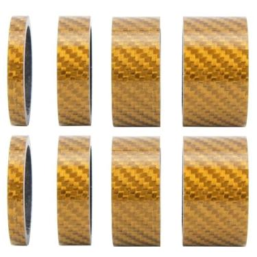 Imagem de Chiffonade 2 conjuntos de espaçadores de fone de ouvido de fibra de carbono - arruelas de haste de ciclismo de 5/10/15/20 mm para bicicletas de estrada e montanha, diâmetro interno de 28,6 mm (ouro)