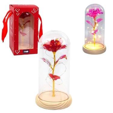 Imagem de Flor Artificial na Cúpula 22cm com LED Colorido | Decoração Romântica, Presente Criativo e Iluminação Decorativa Elegante | Cores Sortidas