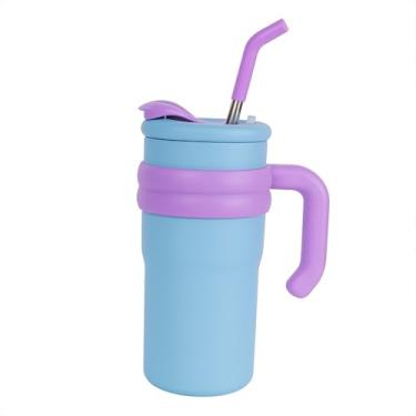 Imagem de Copo Térmico Quencher com Canudo e Alça 800ml – Inox, Antivazamento, Mantém Bebidas Frias e Quentes por Horas