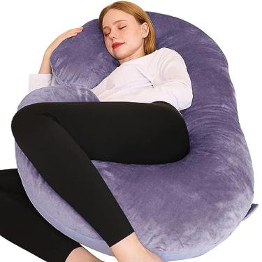 Imagem de Chilling Home Travesseiros de gravidez, travesseiro de corpo inteiro em forma de C, travesseiro de maternidade para mulheres 140 cm, travesseiros de gravidez para dormir com capa removível