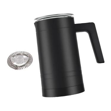 Imagem de IEUDNS Espumador elétrico com vaporizador, capacidade de 350 ml (11,8 oz), 4 configurações ajustáveis, espuma quente e fria para macchiato, Preto
