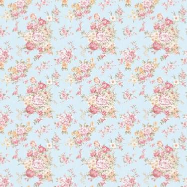 Imagem de Papel De Parede Rosas Com Azul Floral Adesivo Sala Quarto - LRP