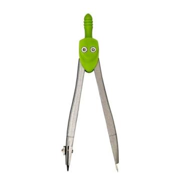 Imagem de Compasso Escolar de Metal com Grafite, Verde, Ponta Dupla, Material Escolar para Desenho Geométrico