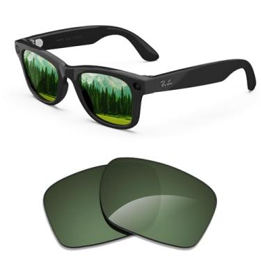 Imagem de Lentes de reposição polarizadas compatíveis com Ray-Ban Meta Wayfarer RW4006/Wayfarer (Gen 2) RW4012 50 mm para homens e mulheres, Verde, Regular 50mm(RW4006/RW4012)