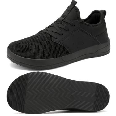 Imagem de CFVKPT Tênis social masculino com bico largo, Preto - 2, 8 Wide