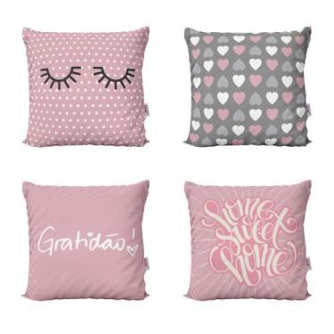 Imagem de Almofadas Decorativas Rosa Home Sweet Home Para Sofá 40X40 - Novadecor