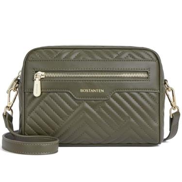 Imagem de BOSTANTEN Bolsas transversais femininas de couro vegano, bolsas de ombro com alça larga, Y04 - verde, Bolsas transversais femininas