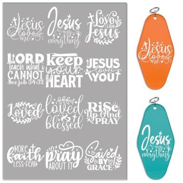 Imagem de DORSBABY Adesivos UV DTF - 24 folhas de citações cristãs adesivos de transferência a frio para chaveiros de motel. Papel de transferência impermeável, esfregar em transferências à prova d'água