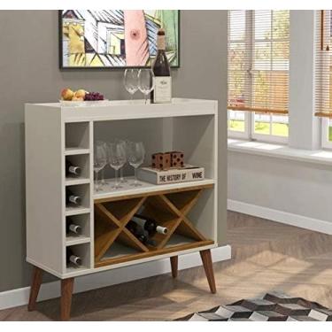 Imagem de Aparador Buffet Multiuso com Adega/Cantinho do Café/Sala/Cozinha/Recepção/Decoração Retrô (OFF WHITE FREIJÓ)