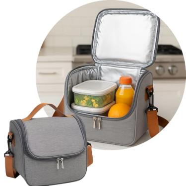 Imagem de Bolsa Térmica Grande com Alça, 7l, Lancheira Fitness, Ideal para Marmitas Lanches Frutas e Bebidas (Cinza)