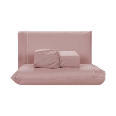 Imagem de Jogo De Lençol 3 Peças Queen Percal 200 Fios De Poliéster Sleep 100% Poliéster - Rosê