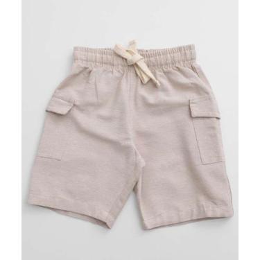 Imagem de Bermuda Infantil Textura Cargo MR Tam 1 a 3-73103, Bege, 2