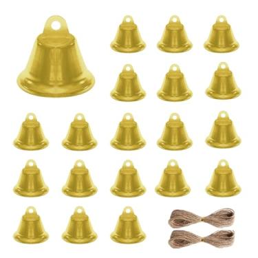 Imagem de WKITK 20 peças de sinos para artesanato, pequenos sinos com fio de juta, mini sino de Natal para decorações de árvore de Natal