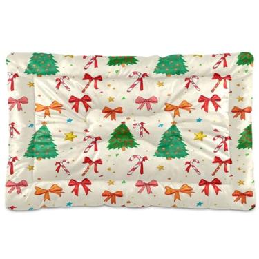 Imagem de SEHANY Cama de árvore de Natal em aquarela para cães e gatos com fundo antiderrapante, caixa de canil, colchão macio para animais de estimação, lavável para cães pequenos, médios e grandes, gatos, 61
