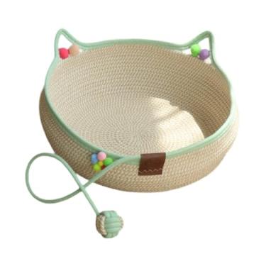 Imagem de WeiLaiKeQi Cama para gatos feita de corda trançada, cesto, cama para gatos, arranhador para brincar com animais de estimação, L