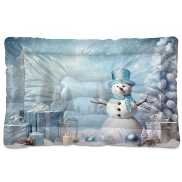 Imagem de Blueangle Cama para cães pequenos com boneco de neve de Natal, ultramacia, confortável, retangular para animais de estimação, 61 x 45 cm (38)