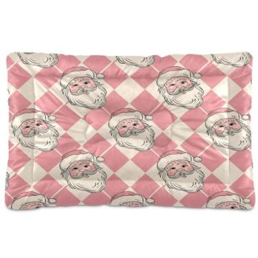 Imagem de Blueangle Cama de cachorro vintage de Papai Noel ultra macia para cães pequenos, cama retangular confortável para animais de estimação, 61 x 45 cm (788)