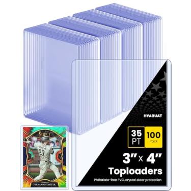 Imagem de HYARUAT 3x4 Top Loaders – 100 Pack Clear Rigid Card Protectors, Hard Plastic Sleeves for Standard Size Trading Cards, Sports Cards, MTG, Baseball & Football