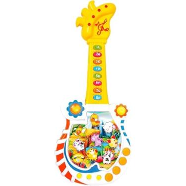 Imagem de Guitarra Infantil Interativa com Luzes e Sons – Brinquedo Musical Educativo para Crianças | Desenvolve Coordenação, Criatividade e Percepção Auditiva