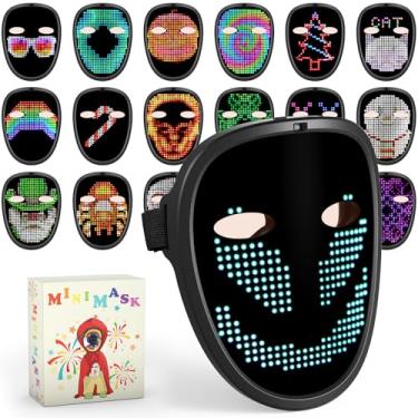 Imagem de Gelrova Smart APP-Controlled LED Mask, 60+ Patterns, Customize Your Face with Photos & Text, Music Rhythm Mode, 2074 LEDs HD Display for Parties
