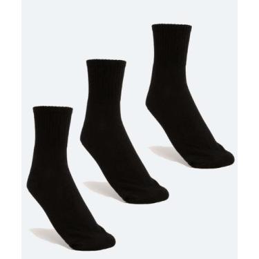 Imagem de Kit 3 Pares Meias Masculina Cano Médio MR-88084, Preto, 39/43