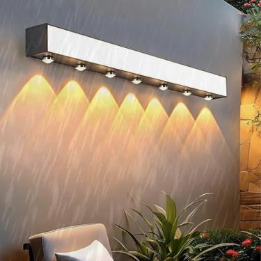 Imagem de Lâmpadas de Parede LED Exterior IP65 Impermeável Alumínio Metal Lâmpada de Parede Exterior Moderna Longa Preta Iluminação de Parede Interior/Exterior para Jardins Terraço Corredor Escada (Luz Quente