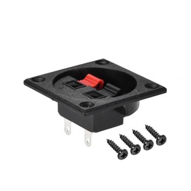 Imagem de Rebower Conector terminal de alto-falante de 2 posições com soquete de liberação de pressão de mola com parafusos, [para alto-falante, reprodutor de áudio] - Vermelho Preto / 2 peças