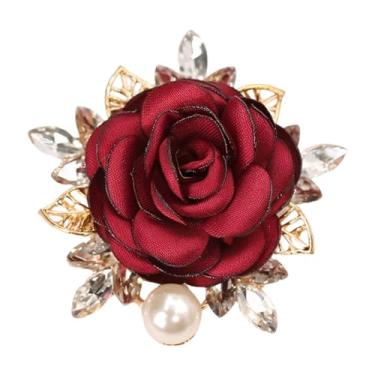 Imagem de Broche de pérola de flor rosa elegante para mulheres vintage floral grampos de cabelo broche de roupas bolsa cachecol decoração xaile alfinetes joias, Metal, Sem Pedra Preciosa