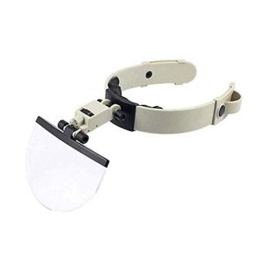 Imagem de uhyOHF Lupa, lupa, lupa, visor, fone de ouvido com faixa de cabeça leve, lupa 4 lentes intercambiáveis 2X/3,8X/4,5X/5,5X lupa mãos-livres para trabalho próximo, artesanato, leitura, (