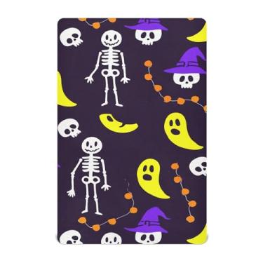 Imagem de Wassud Lençóis de berço respiráveis com esqueletos fofos, capas de colchão de berço com elástico 71 x 132 cm, lençol de bebê neutro para meninos e meninas (serve para berço padrão e embalagem e