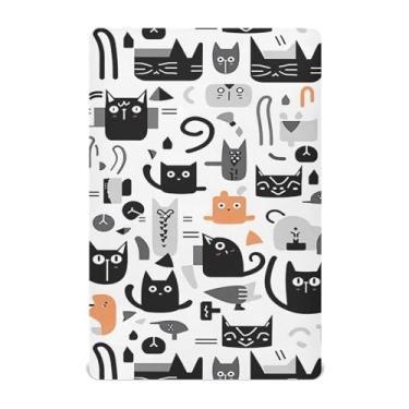 Imagem de Wassud Lençóis de berço respiráveis de gatos coloridos, capas de colchão de berço com elástico 71 x 132 cm, lençol de bebê neutro para meninos e meninas para berço padrão