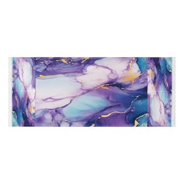 Imagem de Wassud Capas de lavadora e secadora de mármore dourado violeta, protetor de lavadora com sacos de armazenamento, capa de geladeira à prova de poeira com bolsos para lavanderia doméstica, cozinha, 120