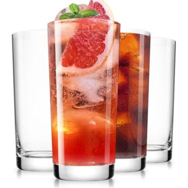 Imagem de LUNA & MANTHA Conjunto de 4 copos de bebida, copos de água de 473 ml, copos de cristal sem chumbo, conjunto de copos de coquetel, copos altos para cerveja, suco, mojito e Tom Collins