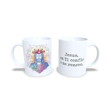 Imagem de Caneca de Cerâmica 325ml com Tema Católico Luz Divina, Branca com Imagem Religiosa e Frase Inspiracional (13739)