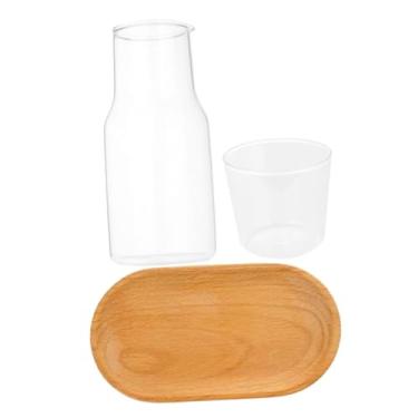 Imagem de Cabilock 1 conjunto de jarra de cabeceira resistente ao desgaste com bandeja, jarra de água de vidro transparente e copo para mesa de cabeceira, jarro de bebida multifuncional para chá e bebidas