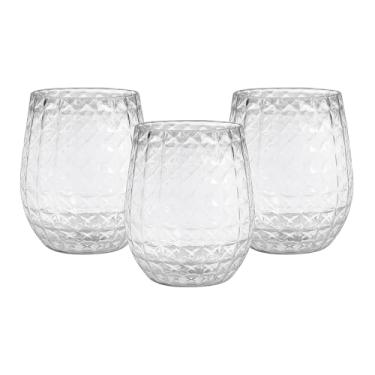 Imagem de Copos de vinho de plástico reutilizáveis com padrão triangular de 9,5 cm - 12 peças