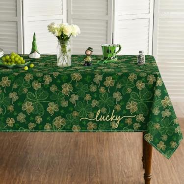Imagem de Horaldaily Toalha de mesa retangular para Dia de São Patrício, 152 cm x 264 cm, estilo arte celta, lavável, sazonal, para decoração de festa, piquenique, jantar