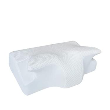 Imagem de SPXMQSS Travesseiro cervical para alívio da dor no pescoço, travesseiro ortopédico para pescoço aumentado e espesso para dormir, travesseiro ergonômico de espuma viscoelástica para dormir.
