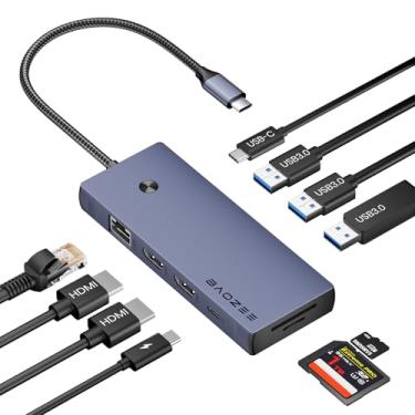 Imagem de BAOZEE Estação de ancoragem para laptop, monitor duplo, hub USB-C 10 em 1 com HDMI duplo 4K, Ethernet, carregamento PD 100W, USB 3.0 USB-A e USB-C com transferência de dados de 5 Gbps, leitor de