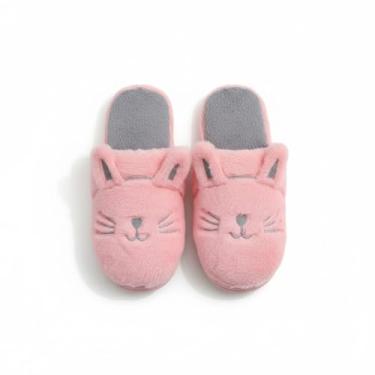 Imagem de Pantufa Feminina Infantil de Gato Antiderrante Macia Confortavél (Rosa, BR, Adulto, Numérico, 34)