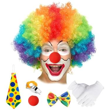 Imagem de Wrzbest Fantasia De Palhaço Engraçada, Perucas Afro Cacheadas, Coloridas Arco-Íris, Peruca Maluca, Tema Discoteca Dos Anos 70 E 80 Para Jovens, Adultos, Mulheres, Homens, Festa, Halloween, Brincadei