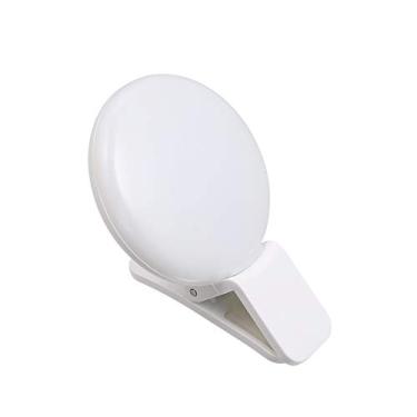 Imagem de Anel de Luz para Selfie Recarregável LED Câmera com 3 Níveis Brilho Maquiagem Web-cast Uso Emergência