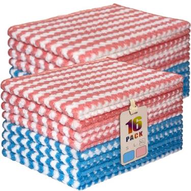 Imagem de AIWIWH Toalhas de prato, panos de limpeza de microfibra de veludo coral, super absorventes e de secagem rápida, panos de prato reutilizáveis sem fiapos para cozinha, lavar pratos (16, x grande mistura