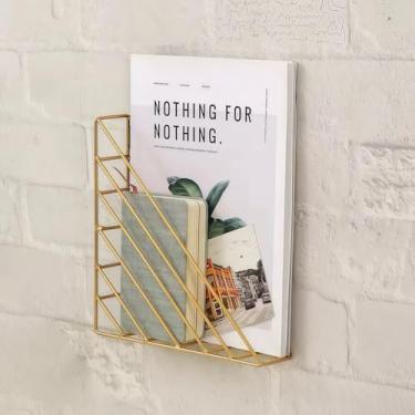 Imagem de CROISSANT Organizador de arquivos montado na parede, cesta de revistas de metal, suporte de revistas montado na parede, adequado para pendurar pastas de arquivos para escritório e sala de estar