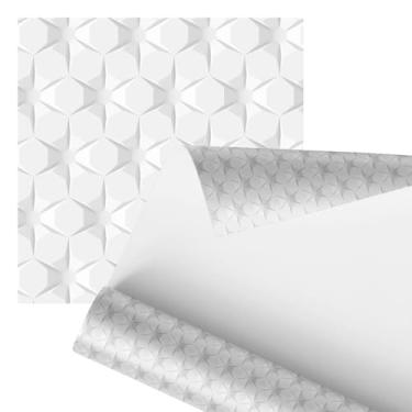 Imagem de Papel de Parede 3D Hexagonal Branco, Decorativo, Texturizado, Geométrico, 2,80 Metros, Design Moderno para Sala e Quarto