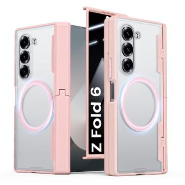 Imagem de Vividarm Capa para Galaxy Z Fold 6, compatível com MagSafe, suporte oculto embutido, protetor de tela de privacidade e proteção de dobradiça, capa magnética à prova de choque de grau militar para