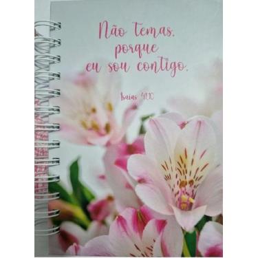 Imagem de Agenda Permanente Espiral Média Floral Rosa - SHALOM